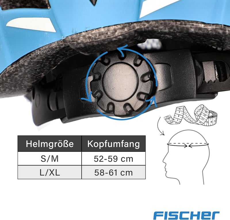 Fischer Urban Plus Kerékpáros Sisak LED Hátsó Lámpával Női és Férfi - S/M, 52-59 cm, blue