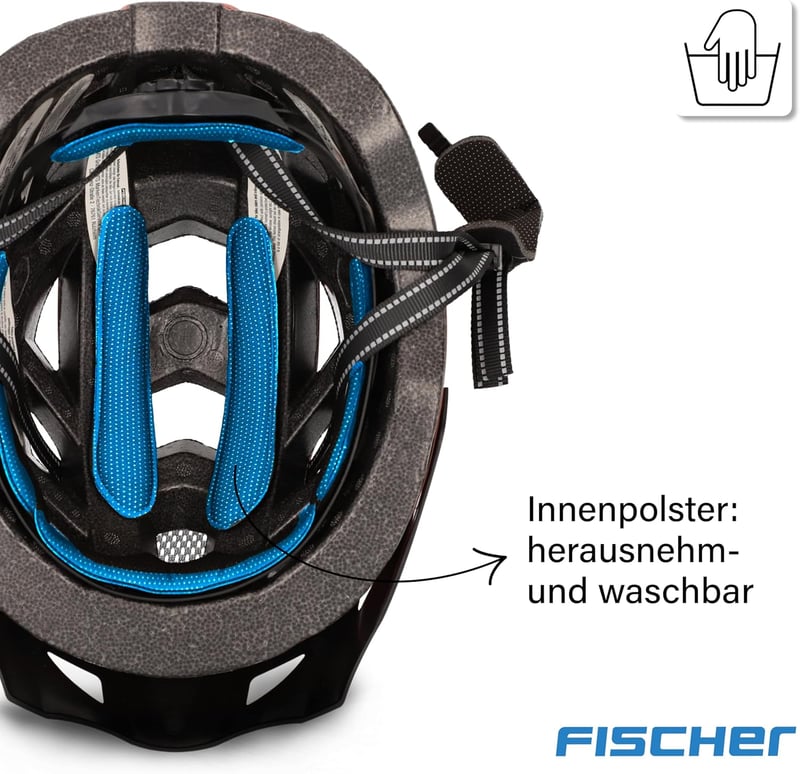 Fischer Urban Plus kerékpáros sisak LED hátsó lámpával női és férfi - S/M, 52-59 cm, Blue Patterned