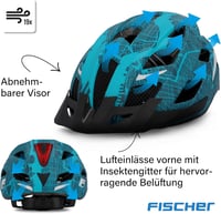 Fischer Urban Plus kerékpáros sisak LED hátsó lámpával női és férfi - S/M, 52-59 cm, Blue Patterned 5
