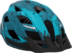Fischer Urban Plus biciklistička kaciga s integriranim LED stražnjim svjetlom - s plavim uzorkom - S/M (52-59 cm)