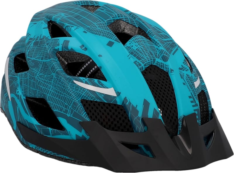 Fischer Urban Plus kerékpáros sisak LED hátsó lámpával női és férfi - S/M, 52-59 cm, Blue Patterned
