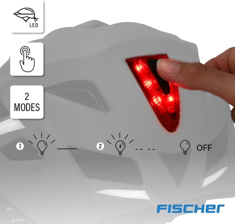 Fischer Urban Plus Kerékpáros Sisak LED Hátsó Lámpával Női és Férfi - S/M, 52-59 cm, blue