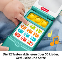 Fisher-Price Laugh & Learn JMM31 skladací mobilný telefón – hudobná a vzdelávacia hračka pre bábätká, od 6 mesiacov, viacjazyčná (angličtina, francúzština, nemčina) 5