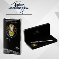 Darčeková súprava guľôčkového pera Fisher Space Pen Shuttle CH4-CES so zberateľskou mincou – Pre fanúšikov vesmíru, písanie vo vesmíre, pod vodou a pri extrémnych teplotách, chróm 4