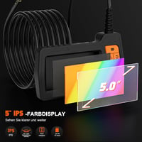 FISHOAKY Endoszkóp Kamera 3 Lencsével, 5" IPS Kijelzővel, 15m IP67 Vízálló Kábellel - HD 1080P Digitális Vizsgálókamera Szerelőknek, 32GB Me 6