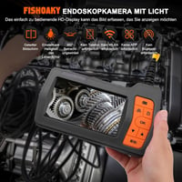FISHOAKY Endoszkóp Kamera 3 Lencsével, 5" IPS Kijelzővel, 15m IP67 Vízálló Kábellel - HD 1080P Digitális Vizsgálókamera Szerelőknek, 32GB Me 2