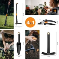 Fiskars 4 részes kertészeti szerszám szett gyomirtó kapával és metszőollóval - Weed Cutter/Planting Tool Kit (includes pruning shears) 2