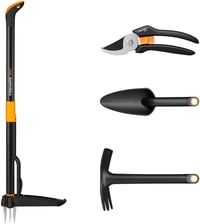 Fiskars 4 részes kertészeti szerszám szett gyomirtó kapával és metszőollóval - Weed Cutter/Planting Tool Kit (includes pruning shears) 1