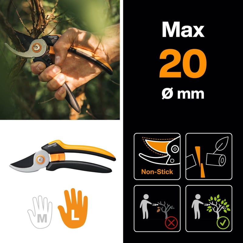 Fiskars Bypass Metszőolló L P341 Friss Ágakhoz Rozsdamentes Acél 20,5cm - Bypass - P341