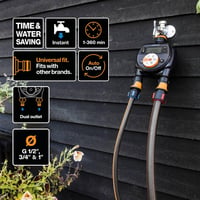 Fiskars Csapra szerelhető öntözési időzítő LCD kijelzővel, univerzális méret - Dual output 2