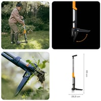 Fiskars Ergonomic izvlači korov 1082708 | Dugačka drška, 4 kraka od nehrđajućeg čelika, ergonomska drška, sustav za izbacivanje, crna/narančasta 2