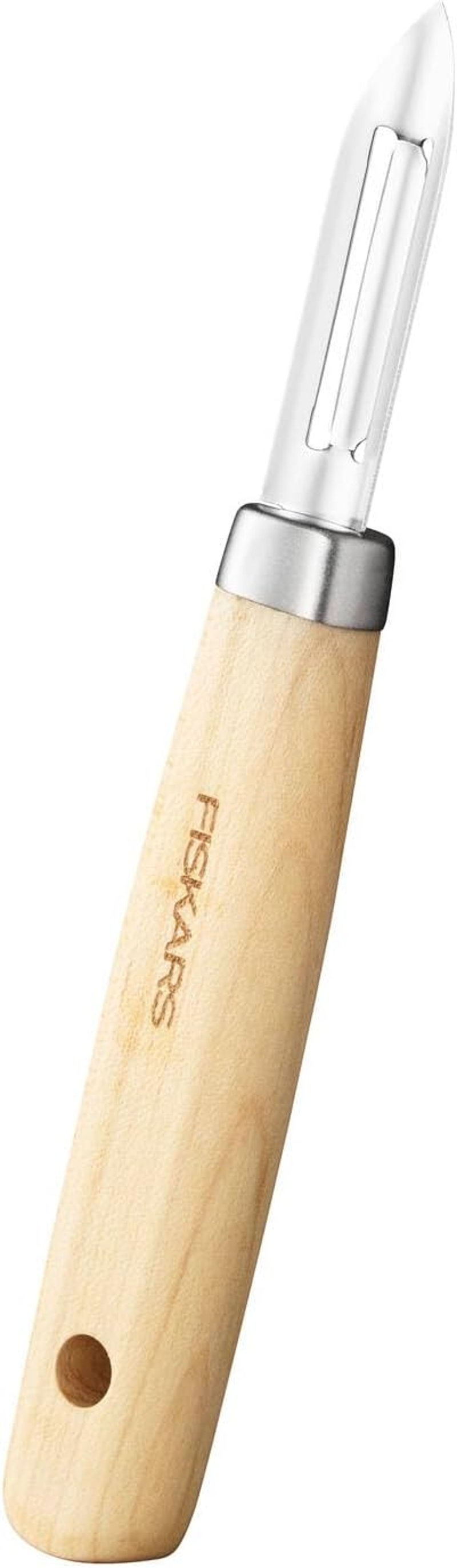 Fiskars Folken rozsdamentes acél gyümölcs- és zöldséghámlózó fa nyéllel