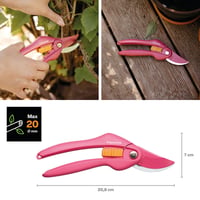 Fiskars Inspiration Ruby P26 škare za obrezivanje svježih grana, 20 cm, ugljični čelik, premaz protiv prianjanja, ružičasto/narančaste, 1003657 2