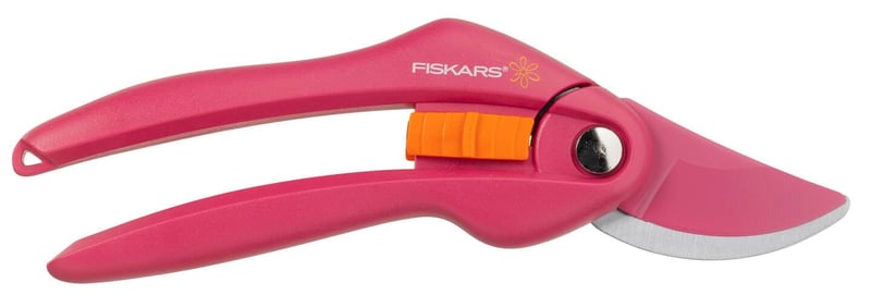 Fiskars Inspiration Ruby P26 škare za obrezivanje svježih grana, 20 cm, ugljični čelik, premaz protiv prianjanja, ružičasto/narančaste, 1003657