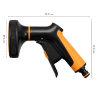 Fiskars višenamjenski pištolj za prskanje s 5 funkcija, podesiv protok vode, SoftGrip, crno/narančasta 2