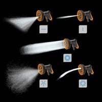 Fiskars višenamjenski pištolj za prskanje s 5 funkcija, podesiv protok vode, SoftGrip, crno/narančasta 8