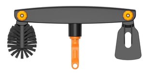Fiskars OneClick hlavica na čistenie odkvapov so škrabkou a kefou, nastaviteľný uhol, čierna/oranžová, 1080698