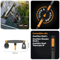 Fiskars OneClick hlavica na čistenie odkvapov so škrabkou a kefou, nastaviteľný uhol, čierna/oranžová, 1080698 2