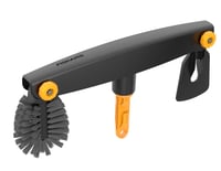 Fiskars OneClick hlavica na čistenie odkvapov so škrabkou a kefou, nastaviteľný uhol, čierna/oranžová, 1080698 6