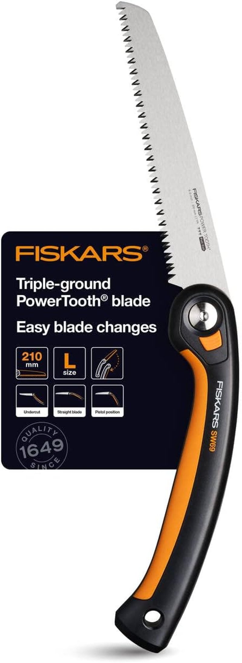 Fiskars Plus Összecsukható Fűrész 21cm Vastagabb Ágakhoz Fekete/Narancs - saw (20 cm blade)