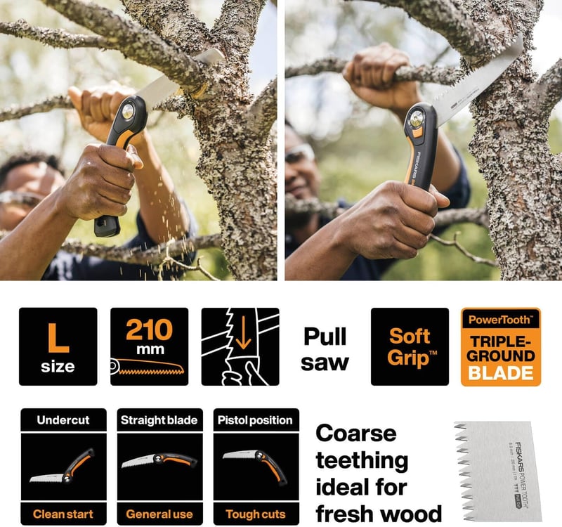 Fiskars Plus Összecsukható Fűrész 21cm Vastagabb Ágakhoz Fekete/Narancs - saw (20 cm blade)