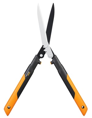 Fiskars PowerGear X HSX92 Fogaskerekes Sövényvágó Olló – Tapadásmentes Bevonat, Acél Pengék, 63 cm, Fekete/Narancs