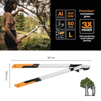 Foarfecă pentru crengi Fiskars PowerGear X LX98-L, bypass, cu mecanism cu pârghie, pentru lemn verde, 80 cm, strat antiaderent, negru/portocaliu 2
