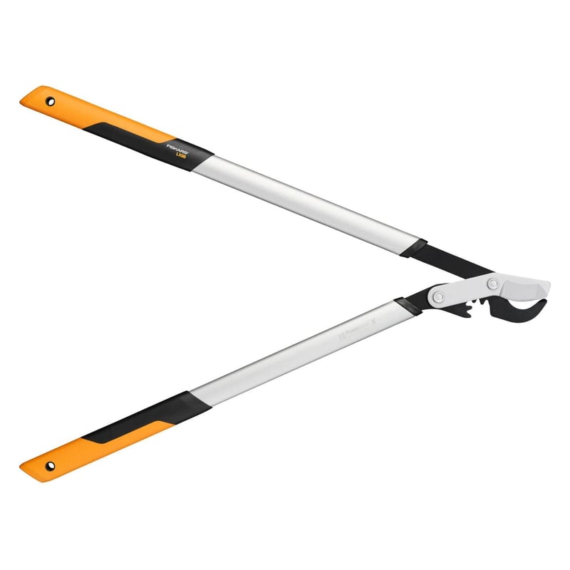 Foarfecă pentru crengi Fiskars PowerGear X LX98-L, bypass, cu mecanism cu pârghie, pentru lemn verde, 80 cm, strat antiaderent, negru/portocaliu