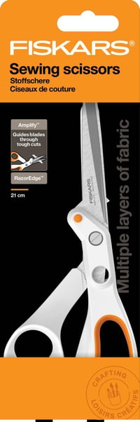 Fiskars Amplify RazorEdge krojačke škare 21 cm, oštrica od nehrđajućeg čelika, bijelo-narančasta drška — Na oštrici (stanje: vidi 2. sliku) 9