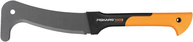 Maceta Fiskars WoodXpert XA3 50,5 cm - Strat antiaderent, Lamă din oțel călit, Mâner din fibră de sticlă, cu teacă de protecție, Negru/Portocaliu, 1003609