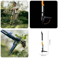 Fiskars X-Series 1082709 Vytrhávač buriny, teleskopický vytrhávač buriny so 4 čeľustiami z nehrdzavejúcej ocele, rukoväť v tvare D, dĺžka 120 cm, mechanizmus na uvoľnenie buriny 3