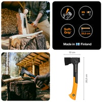 Fiskars X-Series X14 univerzalna sjekira, XS, 35,5 cm, težina glave 529 g, crno-narančasta, za kresanje grana i cijepanje drva za ogrjev 2