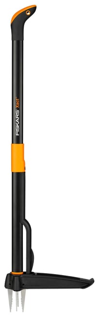Vytrhávač buriny Fiskars Xact 1077305 – dĺžka 1 m, ramená z nehrdzavejúcej ocele, čierno-oranžová rukoväť, ručný nástroj na ničenie buriny 1