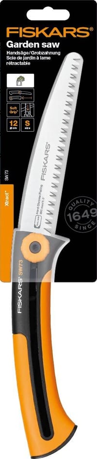 Fiskars Xtract SW73 ručna pila za svježe drvo, grubi zupci, dužina oštrice 16 cm, uvlačiva oštrica od nehrđajućeg čelika, crna/narančasta 6