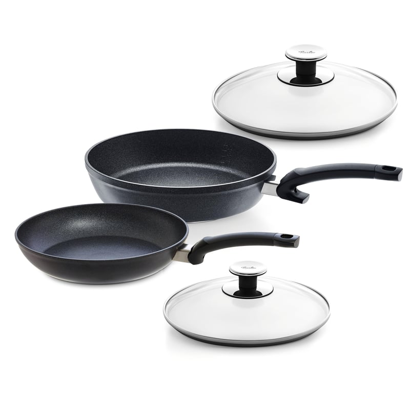 Súprava panvíc Fissler Adamant Comfort+Classic 2-dielna (24 + 28 cm) so sklenenou pokrievkou – Vyrobené v Nemecku, nepriľnavý povrch odolný proti poškriabaniu, dno Cookstar, indukcia
