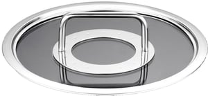 Fissler Adamant poklopac od nehrđajućeg čelika, promjer 18 cm, stakleni, periv u perilici posuđa, otporan na toplinu — Udubljenje na rubu (stanje: vidi 2. sliku)