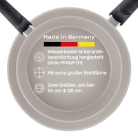 Set 2 tigăi Fissler Ceratal Comfort (24 + 28 cm), gri, înveliș ceramic, fără PFAS/PTFE, antiaderente, pentru inducție, aluminiu 1
