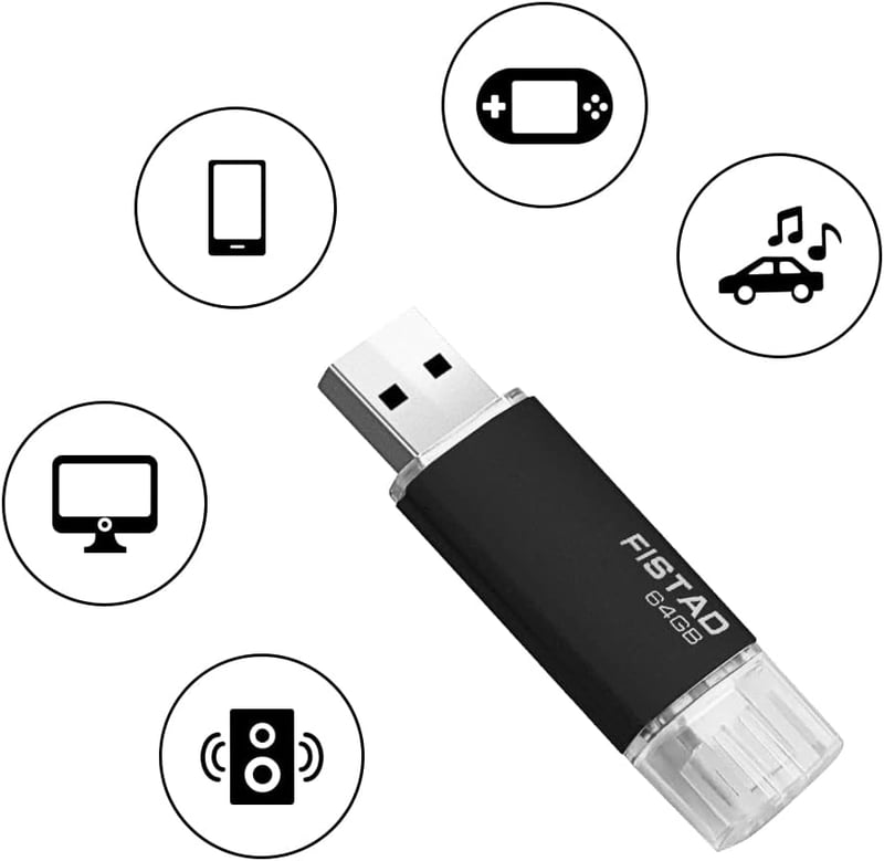 FISTAD 64GB USB-C OTG Pendrive 2in1 Telefon Laptop PC Adattárolás