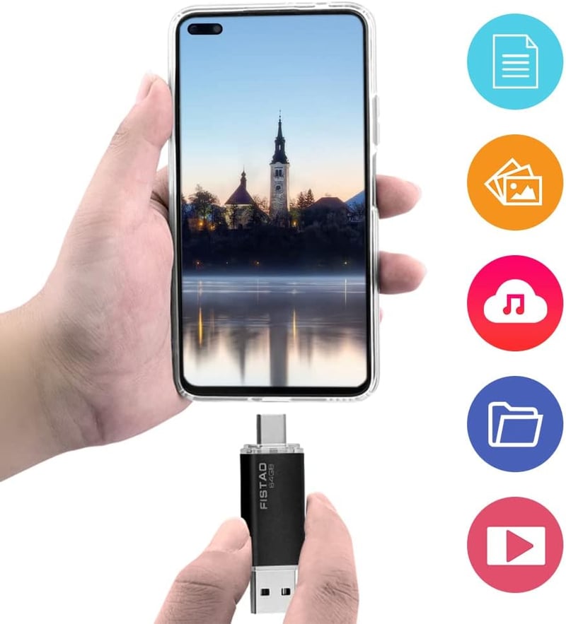 FISTAD 64GB USB-C OTG Pendrive 2in1 Telefon Laptop PC Adattárolás