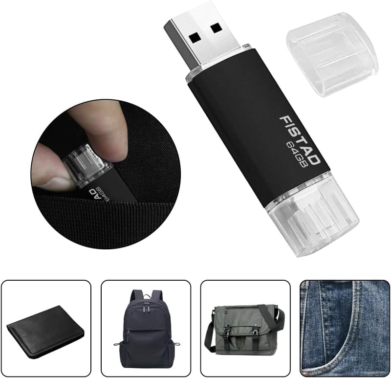FISTAD 64GB USB-C OTG Pendrive 2in1 Telefon Laptop PC Adattárolás