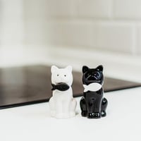 Fisura kerámia bors és sóöntő szett macska alakú fekete-fehér 6