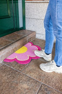 FISURA Rohožka z kokosového vlákna v tvare kvetu, ružová vstupná rohož s protišmykovou PVC podložkou 70x40 cm 7