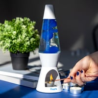 Lampă cu lavă FISURA fără lumânare – Lampă cu lavă albastră-albă, care nu necesită electricitate – Cadou original – 29 x 8,5 cm (lumânarea nu este inclusă) 6