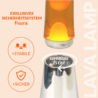 FISURA Lava lampa narančasta - Srebrno kromirano postolje, narančasta tekućina i lava, sa zamjenskom žaruljom - 11 x 11 x 39,5 cm 3