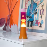 Fisura Retro Lava lampa – Ružičasta, s narančastim postoljem i staklom s gradijent efektom – Originalan poklon – 9x9x30 cm 5