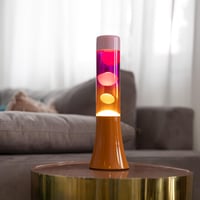 Fisura Retro Lava lampa – Ružičasta, s narančastim postoljem i staklom s gradijent efektom – Originalan poklon – 9x9x30 cm 3