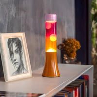 Fisura Retro Lava lampa – Ružičasta, s narančastim postoljem i staklom s gradijent efektom – Originalan poklon – 9x9x30 cm 6