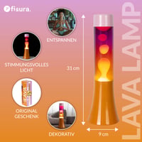 Fisura Retro Lava lampa – Ružičasta, s narančastim postoljem i staklom s gradijent efektom – Originalan poklon – 9x9x30 cm 2