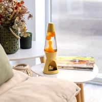Fisura Žltá lávová lampa bez elektriny – ekologická dekoratívna lampa, originálny darček, 29 x 8,5 cm (bez sviečky) 5