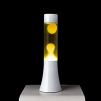 FISURA Žuta lava lampa 30 cm - Lava lampa s bijelim postoljem, prozirnom tekućinom i žutom lavom, 9x9x30 cm, opuštajuća ambijentalna svjetiljka 7